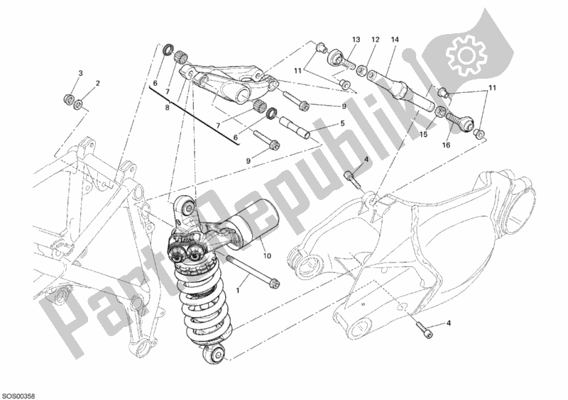 Alle onderdelen voor de Schokdemper Achter van de Ducati Superbike 1098 R USA 2009